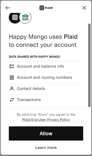 How do I connect a bank account on Happy Mango IRC CEO Help Center